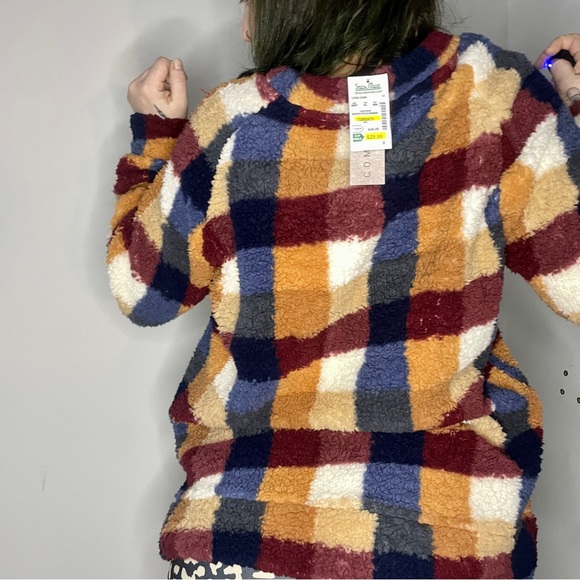 final price NWT Checkered Mustard Navy Burgundy Sweater - Picture 5 of 12